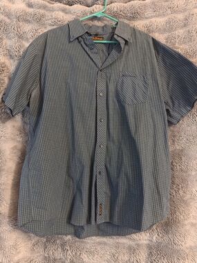 Ben Sherman Short Sleeve Button-Up Shirt – Men’s XXL – Blue Micro Check